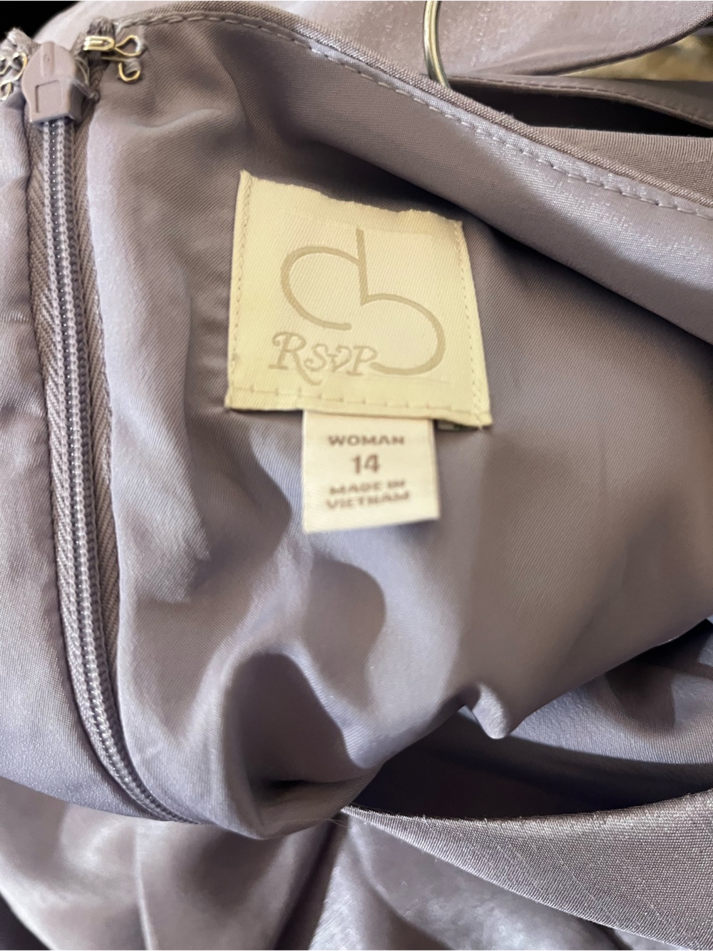 Dress Barn RSVP Bridesmaid Satin-Look Lavender V-Neck Midi Dress size 14 - Picture 5 of 6